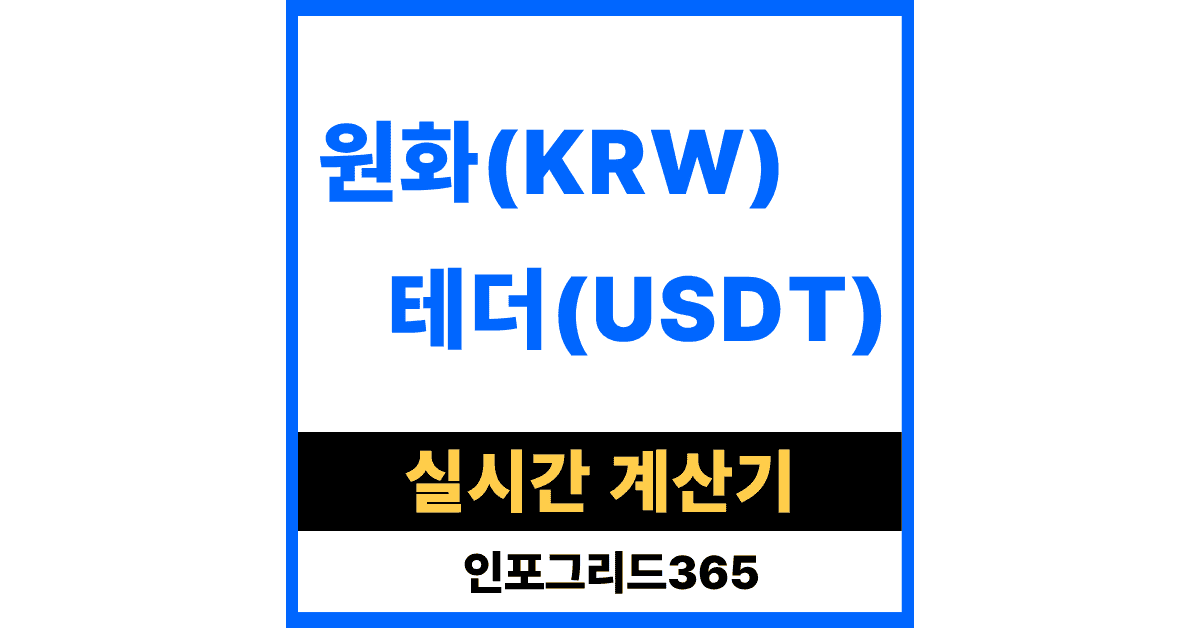 인포그리드365의 원화(KRW) – 테더(USDT) 실시간 계산기